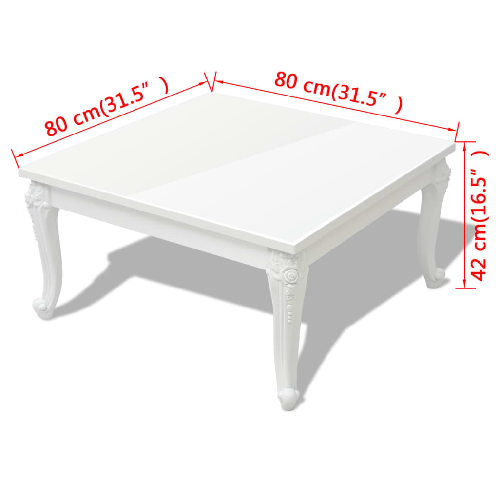 vidaXL magasfényű fehér dohányzóasztal 80 x 80 x 42 cm