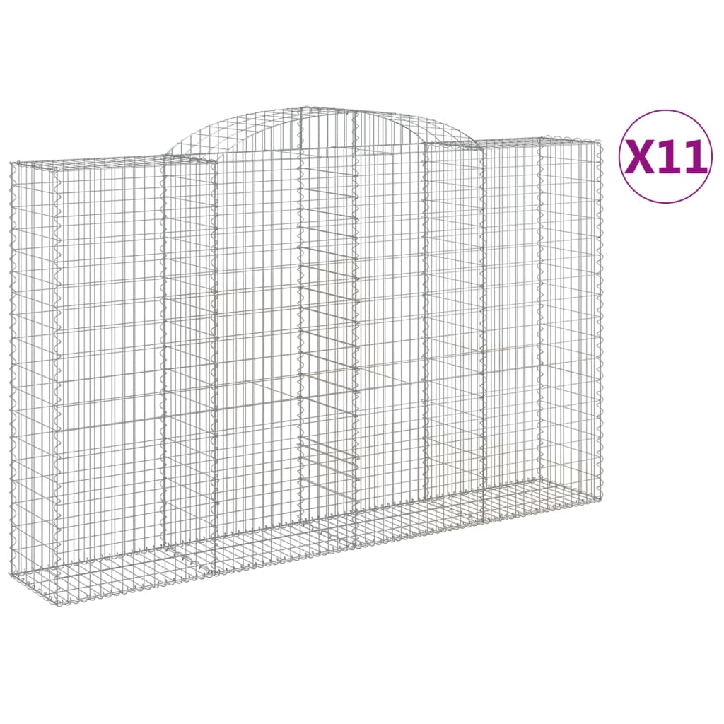 vidaXL 11 db íves horganyzott vas gabion kosár 300x50x180/200 cm