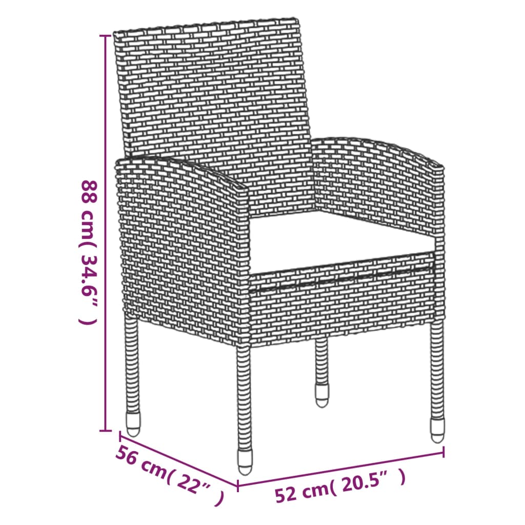 vidaXL 7 részes fekete polyrattan kerti étkezőgarnitúra párnával