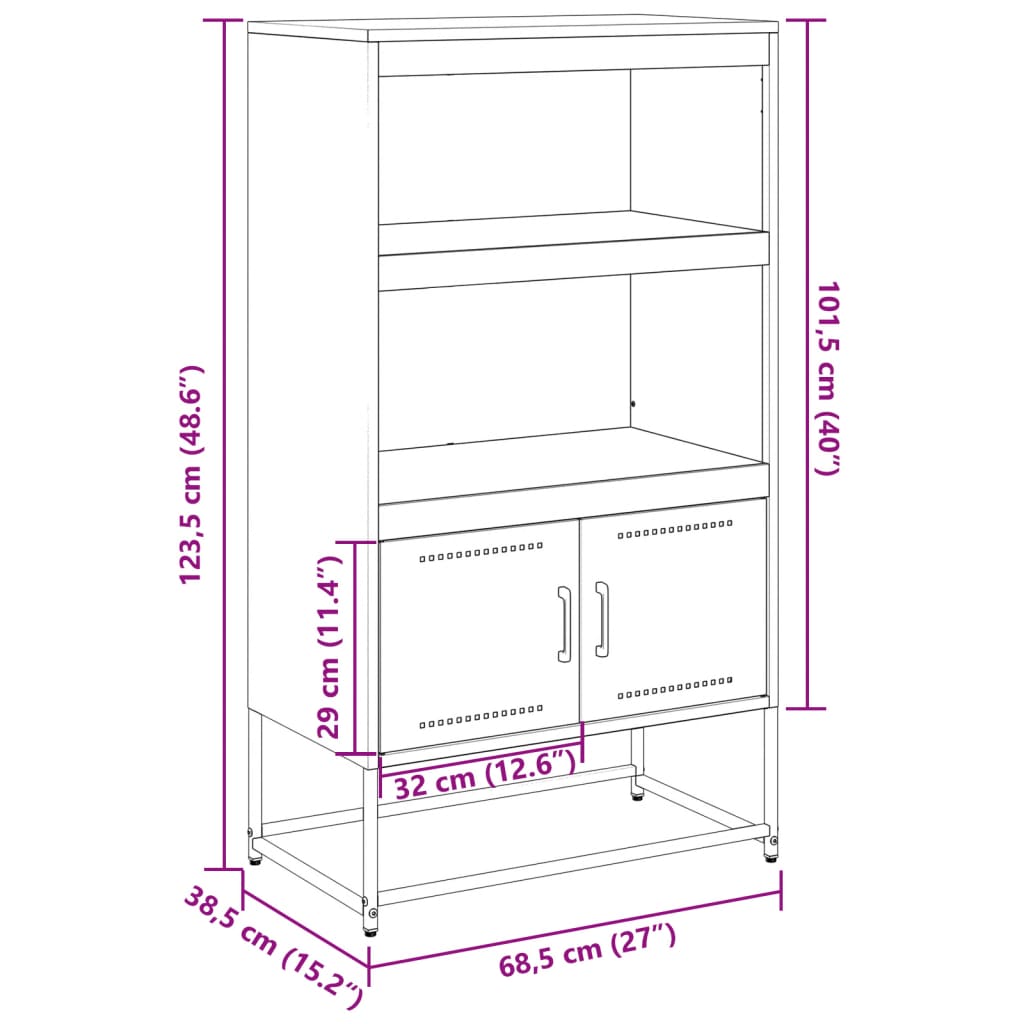 vidaXL antracitszürke acél TV-szekrény 100,5x39x60,5 cm