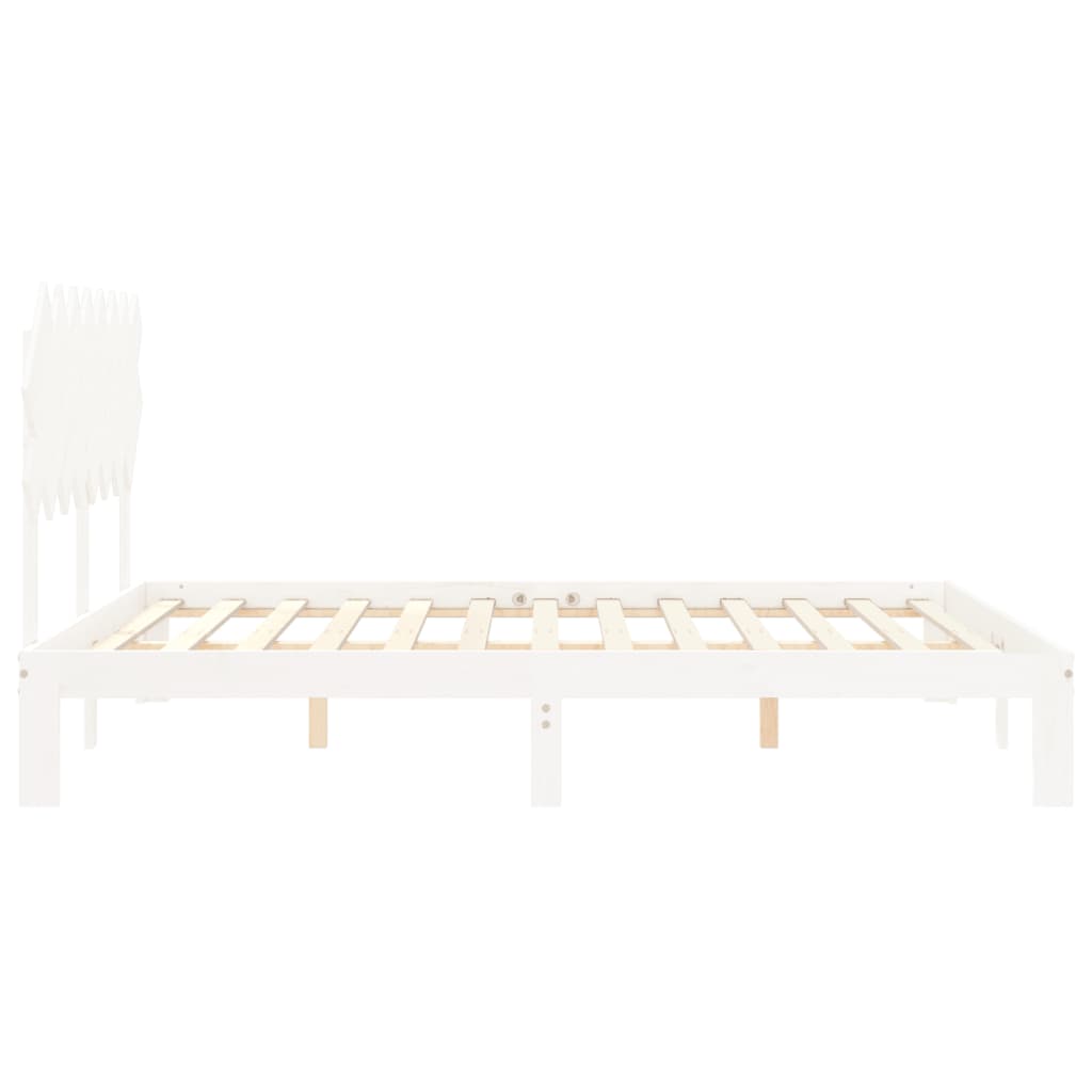 vidaXL fehér tömör fa ágykeret fejtámlával 160 x 200 cm