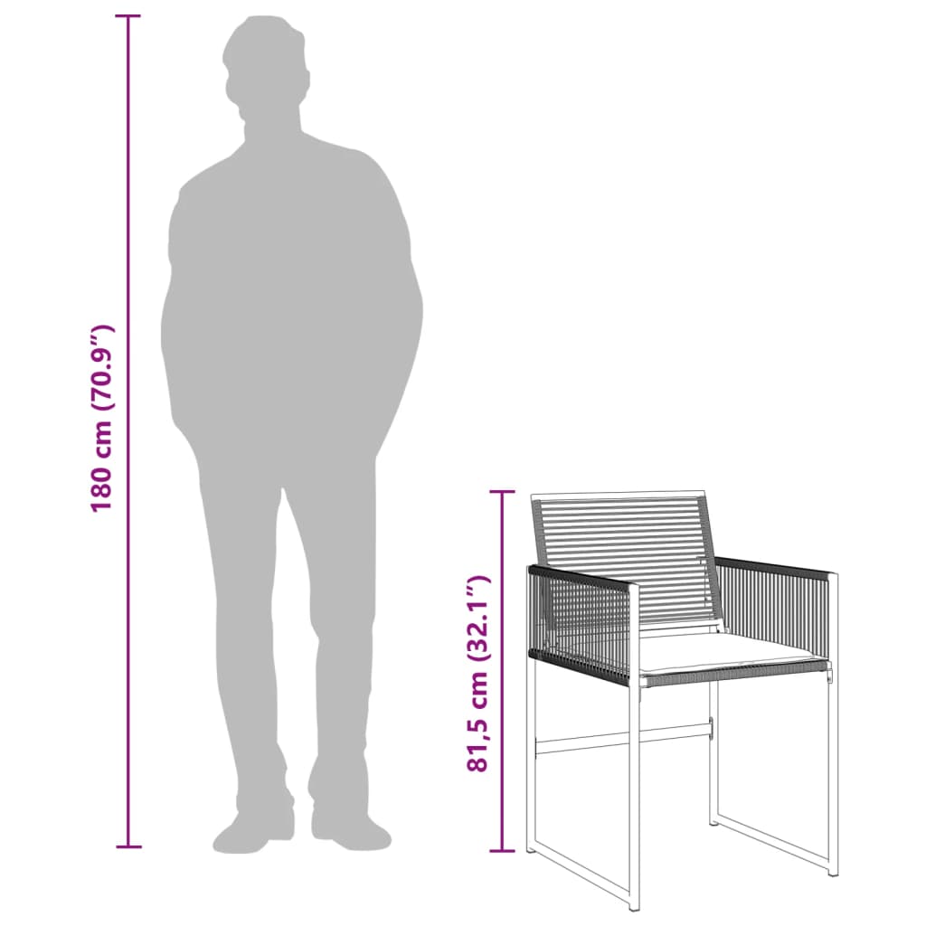 vidaXL 4 db fekete polyrattan kerti szék párnával