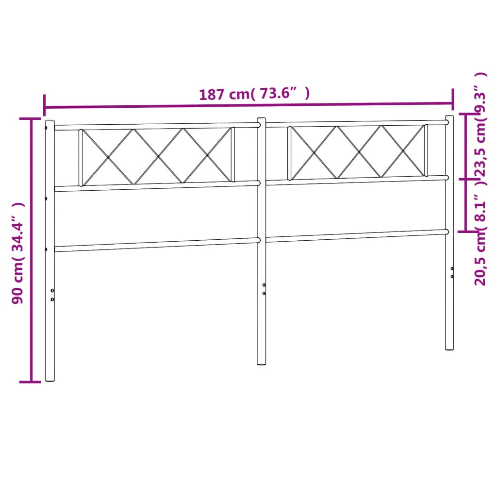 vidaXL fekete fém fejtámla 180 cm