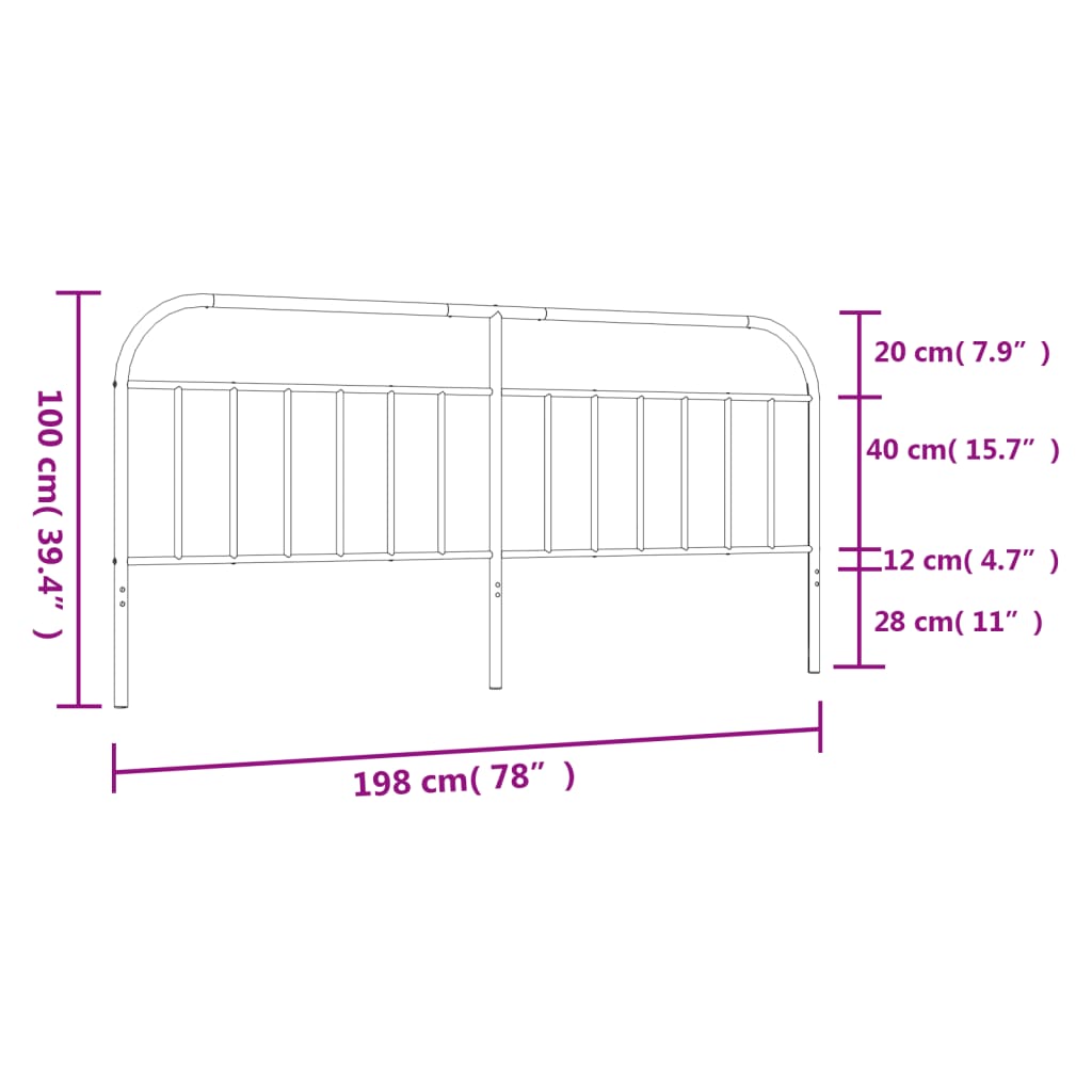 vidaXL fehér fém fejtámla 193 cm