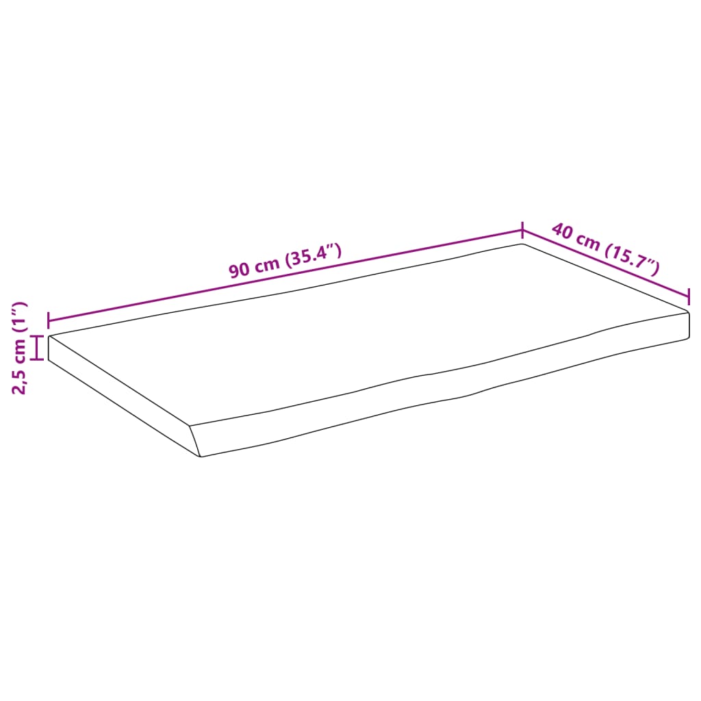 vidaXL tömör nyers mangófa természetes élű asztallap 90 x 40 x 2,5 cm