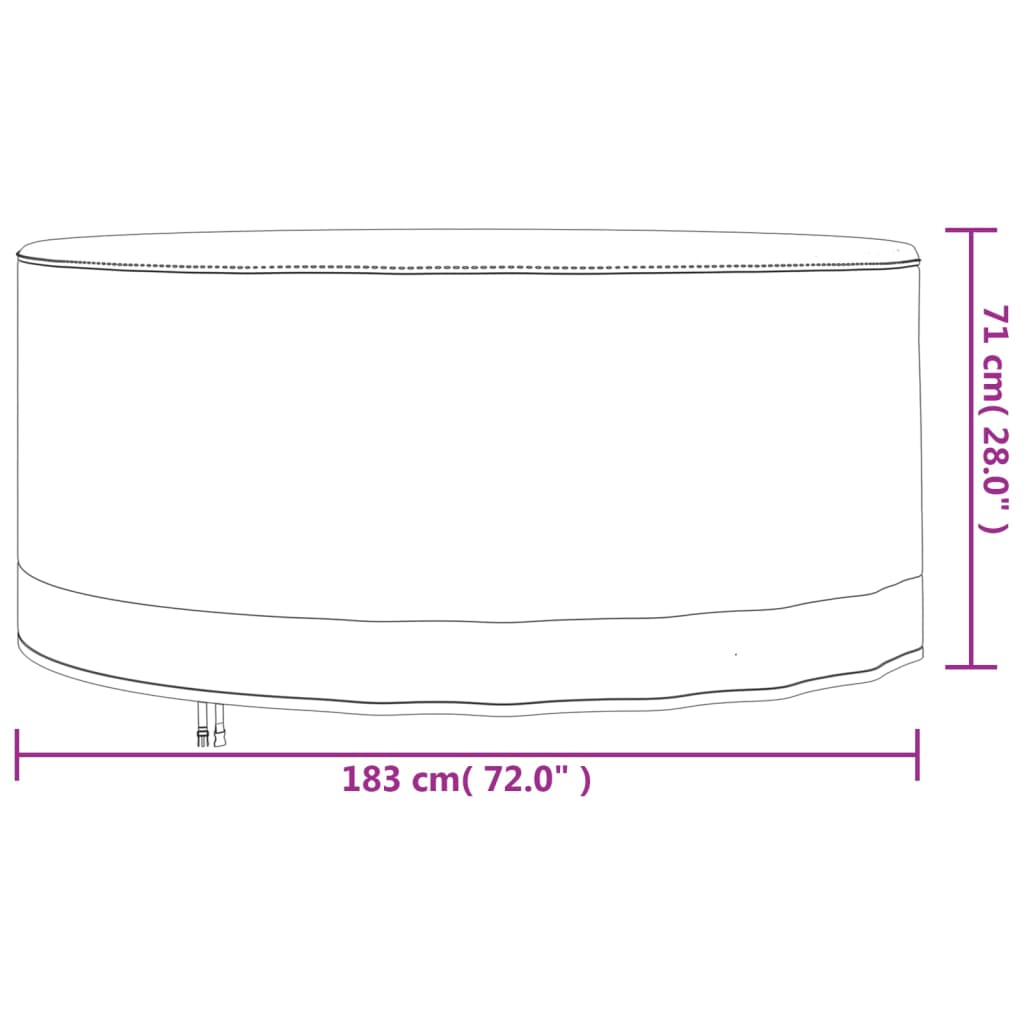 vidaXL bézs 600D oxford szövet kerek kerti bútorhuzat Ø 183x71 cm