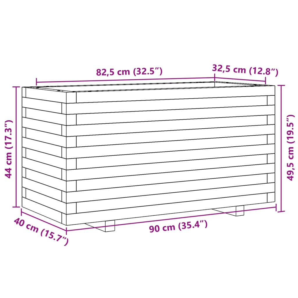 vidaXL impregnált fenyőfa kerti virágtartó 90 x 40 x 49,5 cm