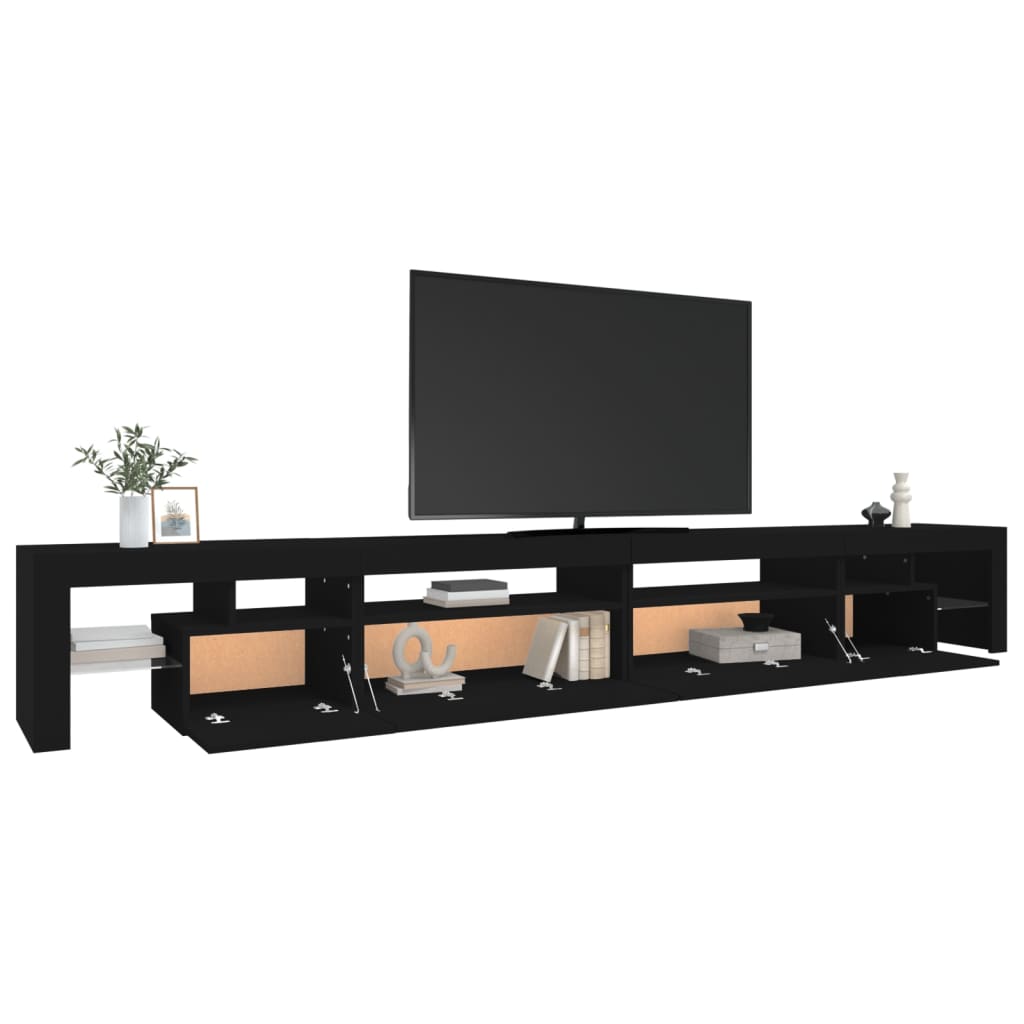 vidaXL fekete TV-szekrény LED-lámpákkal 290x36,5x40 cm