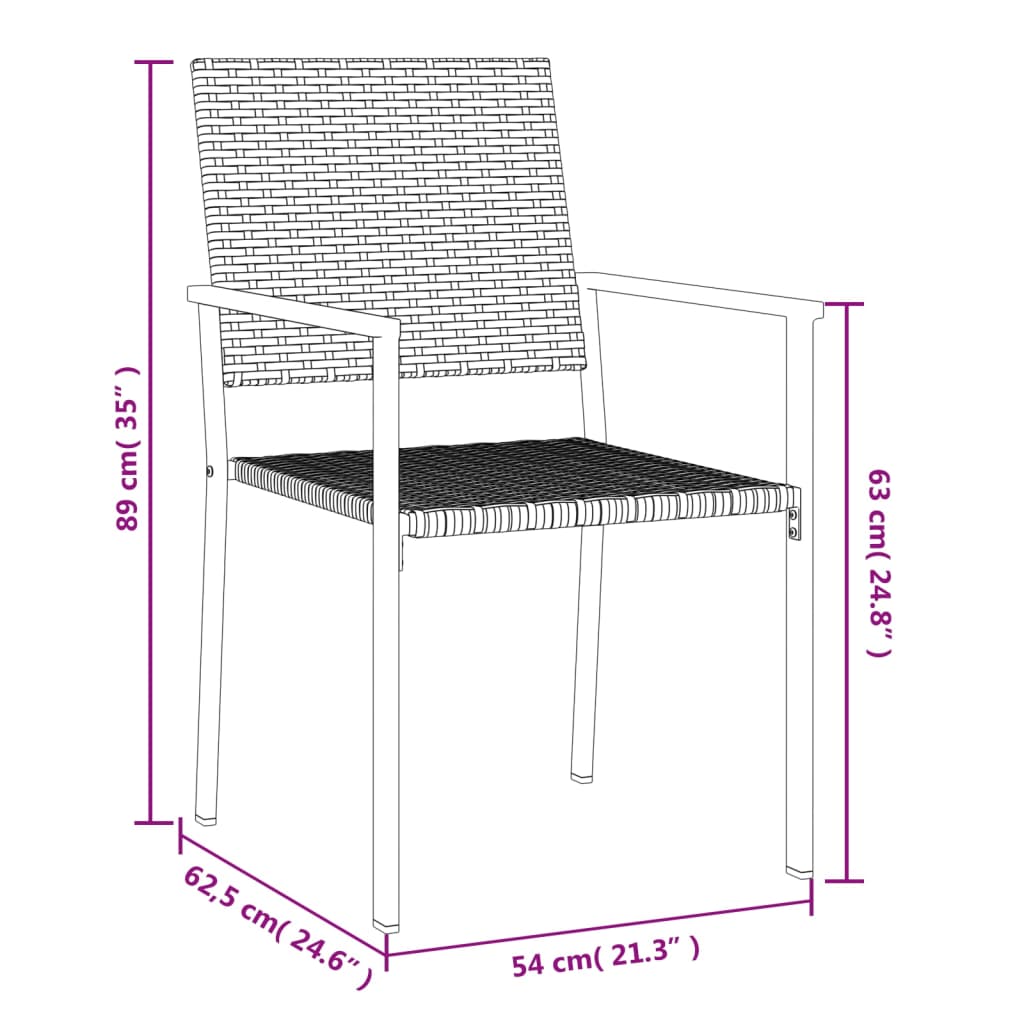 vidaXL 7 részes polyrattan és acél kerti étkezőgarnitúra