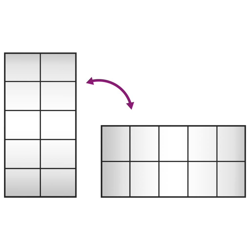 vidaXL fekete téglalap alakú vas fali tükör 50 x 100 cm