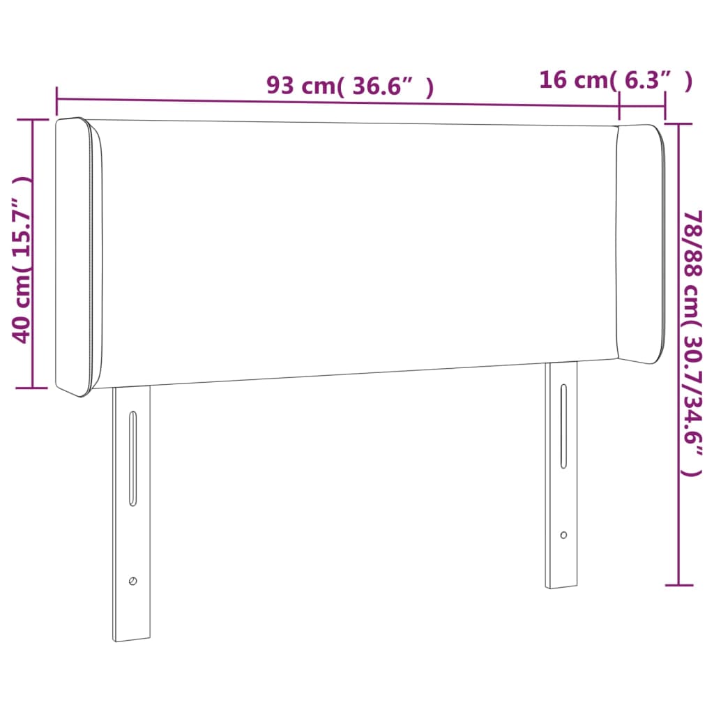 vidaXL sötétbarna szövet LED-es fejtámla 93 x 16 x 78/88 cm