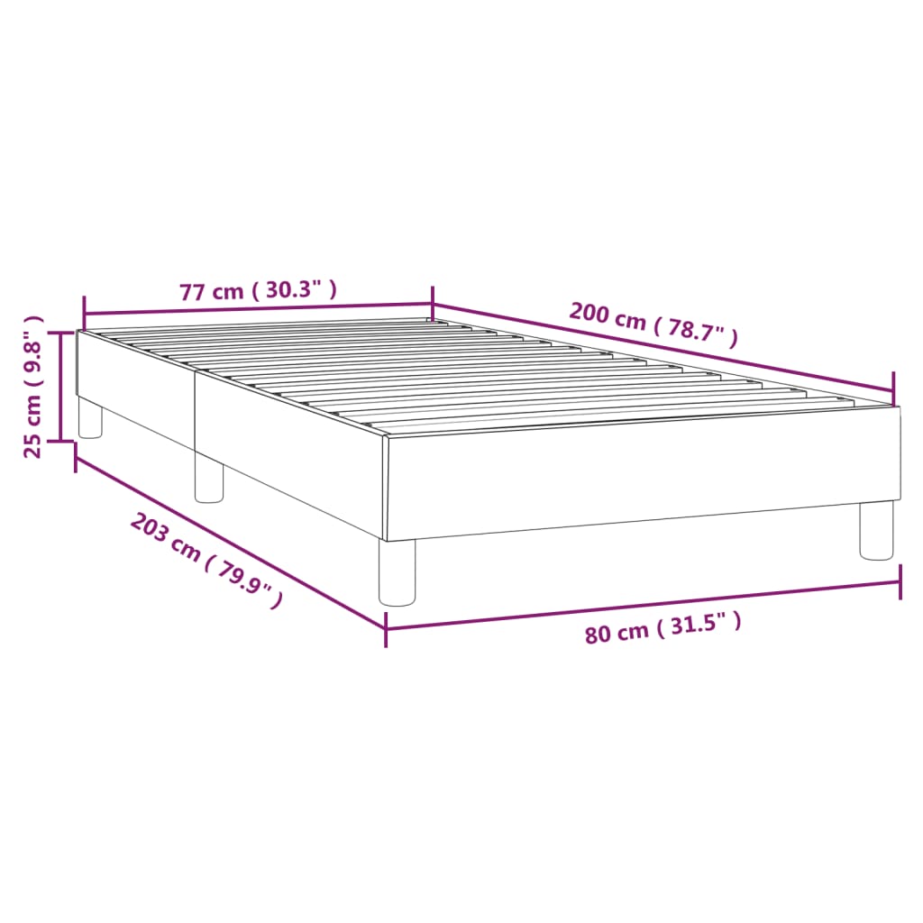 vidaXL sötétszürke bársony ágykeret 80 x 200 cm