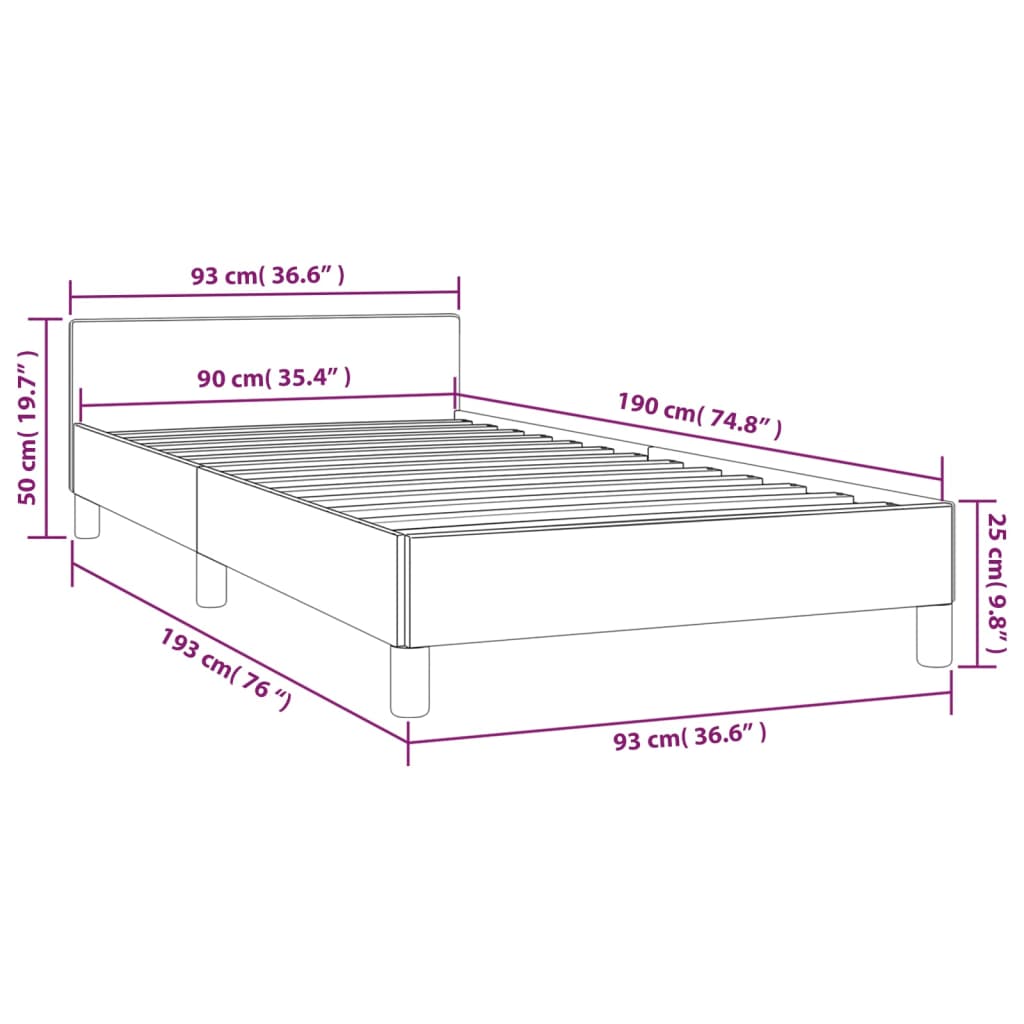 vidaXL sötétbarna szövet ágykeret fejtámlával 90 x 190 cm