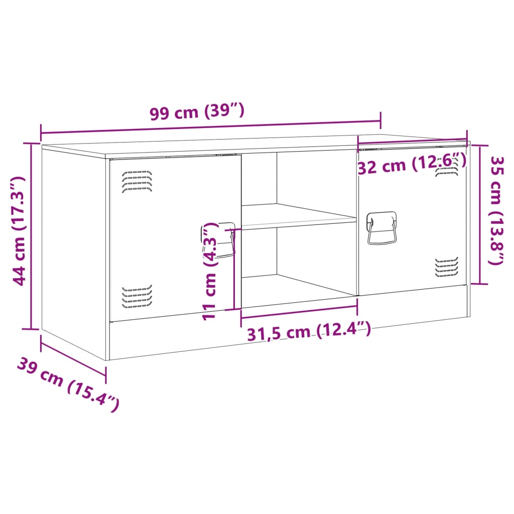 vidaXL mustársárga acél TV-szekrény 99 x 39 x 44 cm