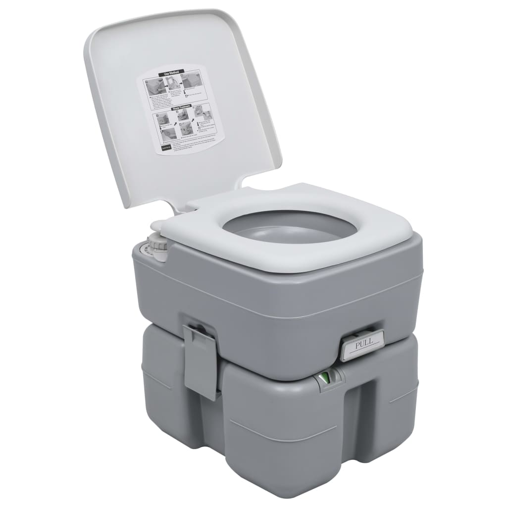 vidaXL hordozható kemping-WC és -kézmosóállvány víztartállyal