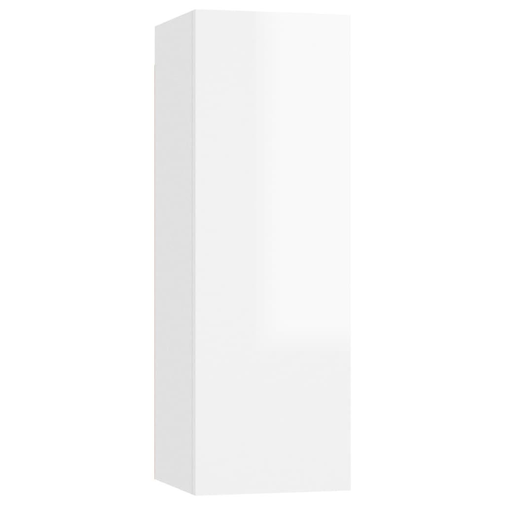 vidaXL magasfényű fehér falra szerelhető szerelt fa TV-szekrény