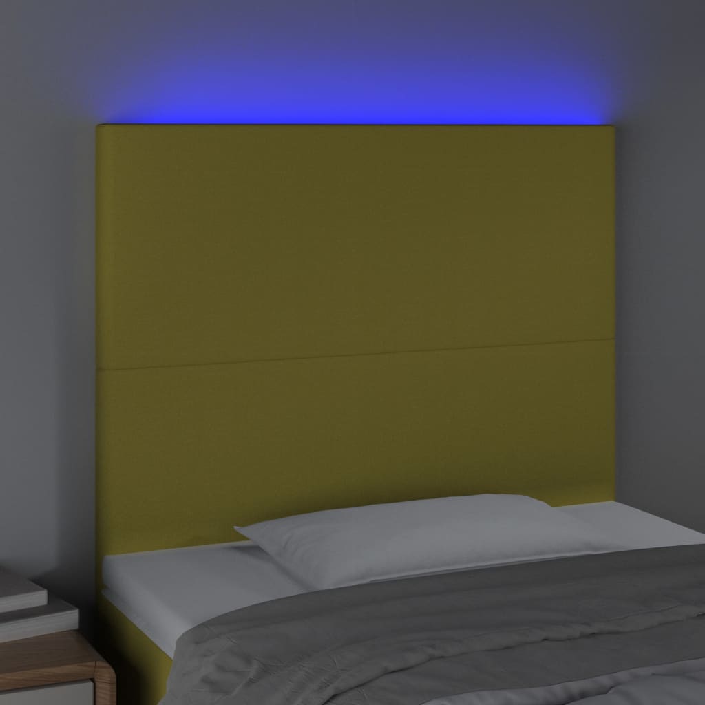 vidaXL zöld szövet LED-es fejtámla 100x5x118/128 cm