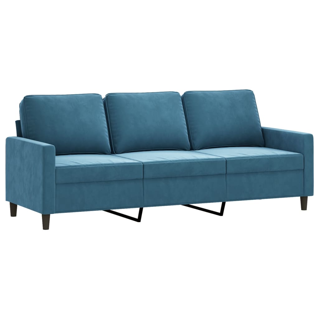 vidaXL 3 személyes kék bársony kanapé 180 cm