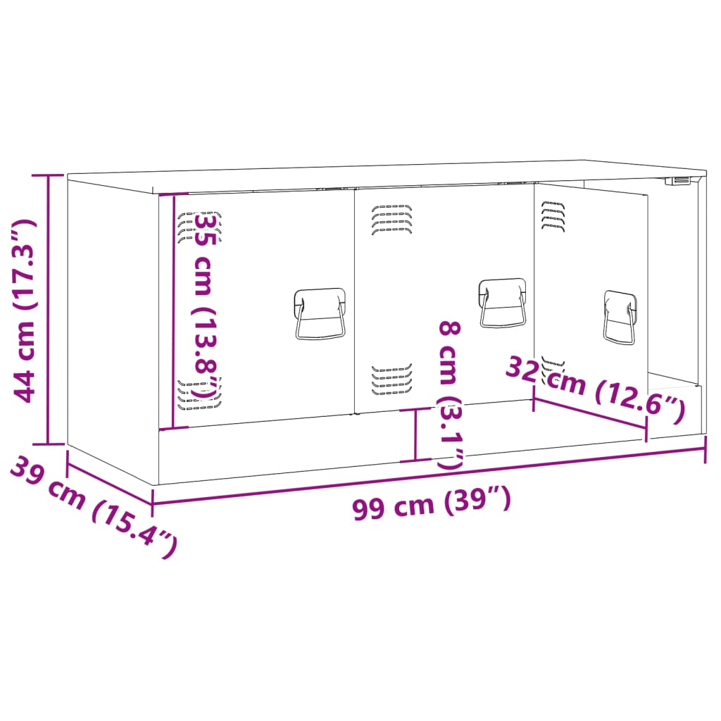 vidaXL antracitszürke acél TV-szekrény 99 x 39 x 44 cm