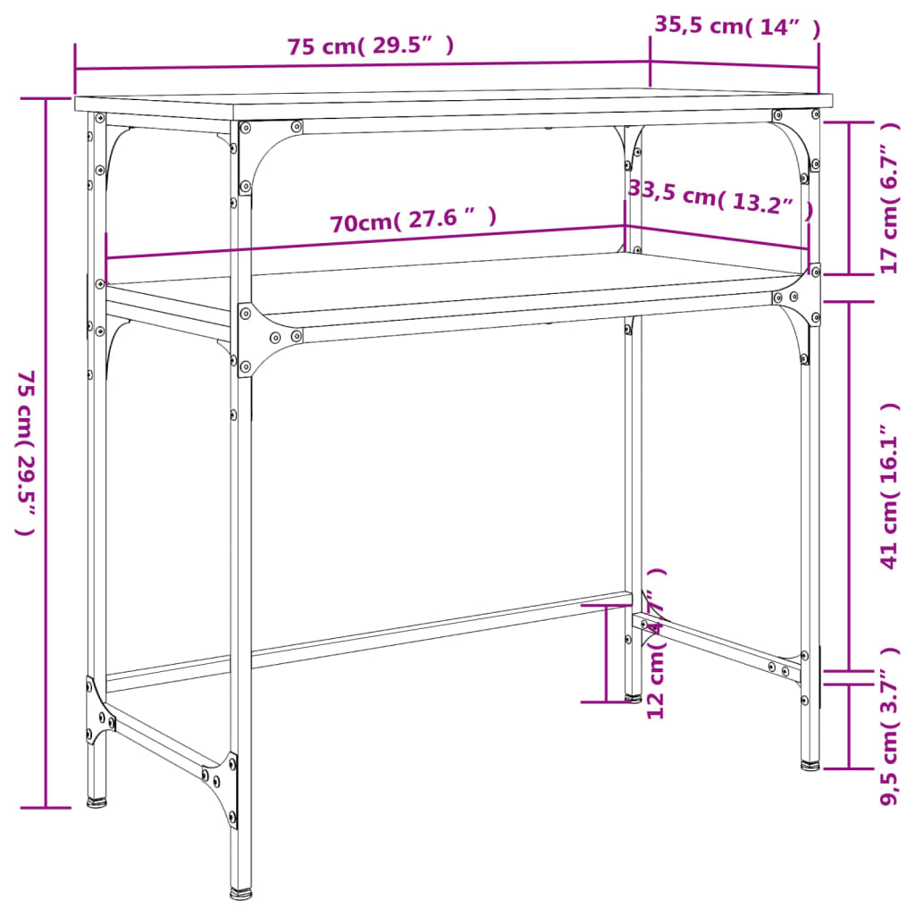 vidaXL sonoma tölgy színű szerelt fa dohányzóasztal 75x35,5x75 cm