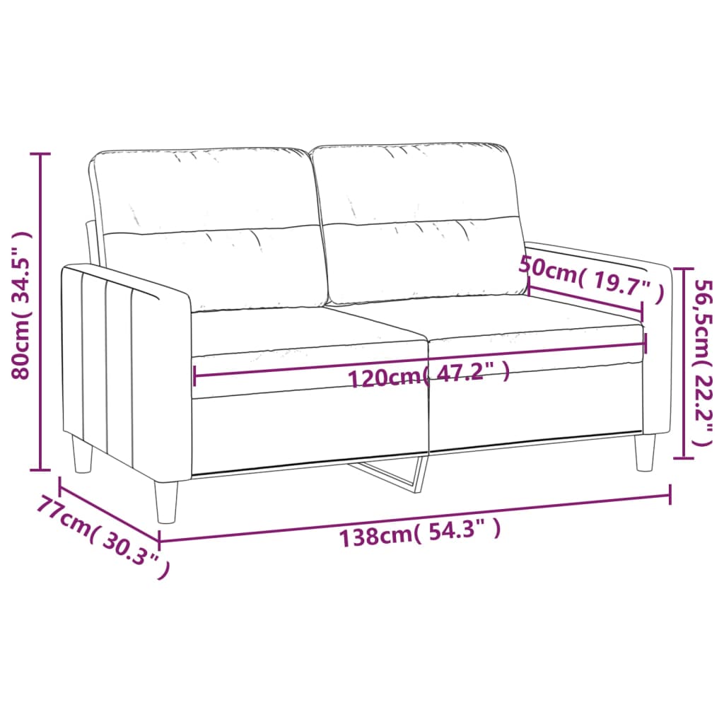 vidaXL kétszemélyes barna szövetkanapé 120 cm