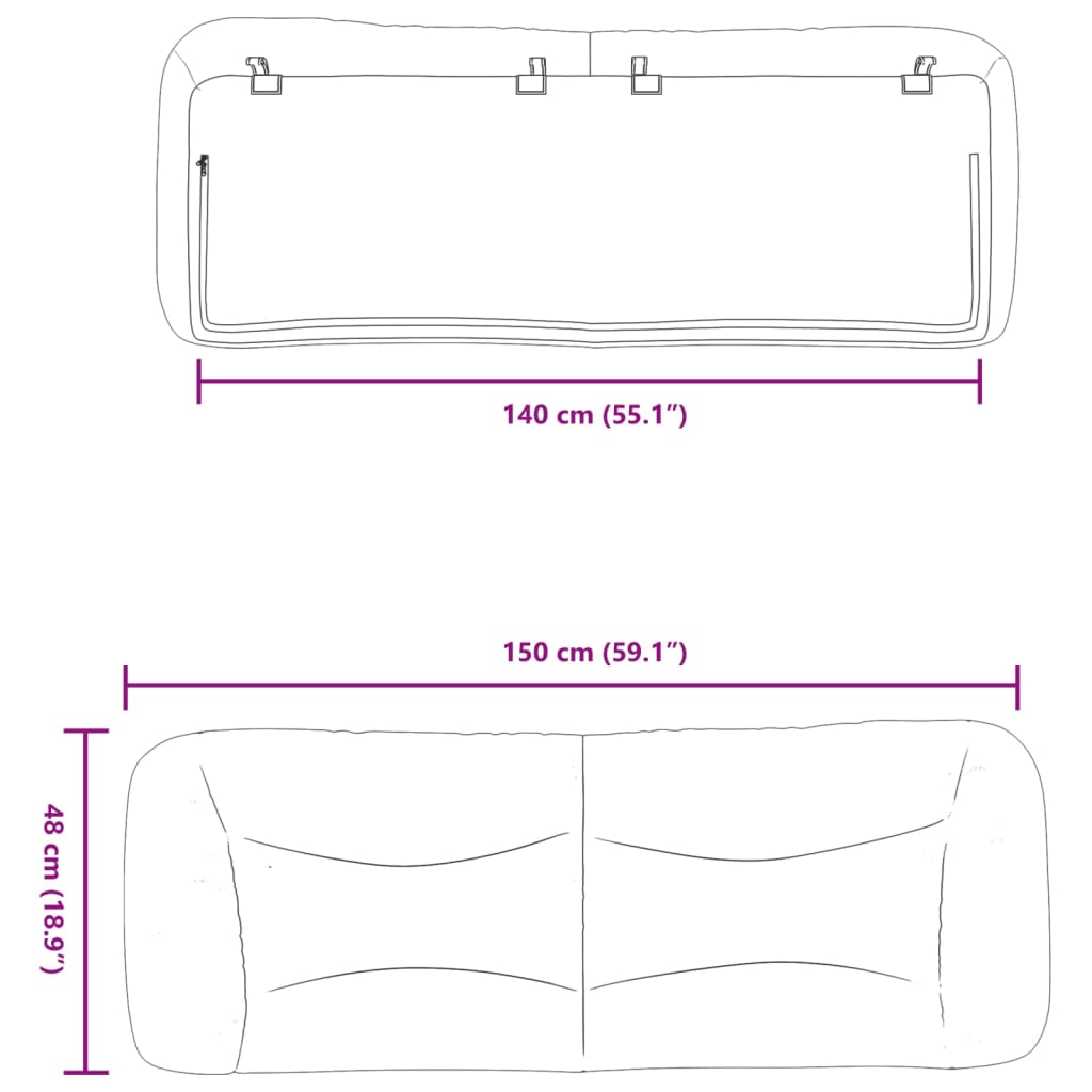 vidaXL világosszürke szövet fejtámla párna 140 cm