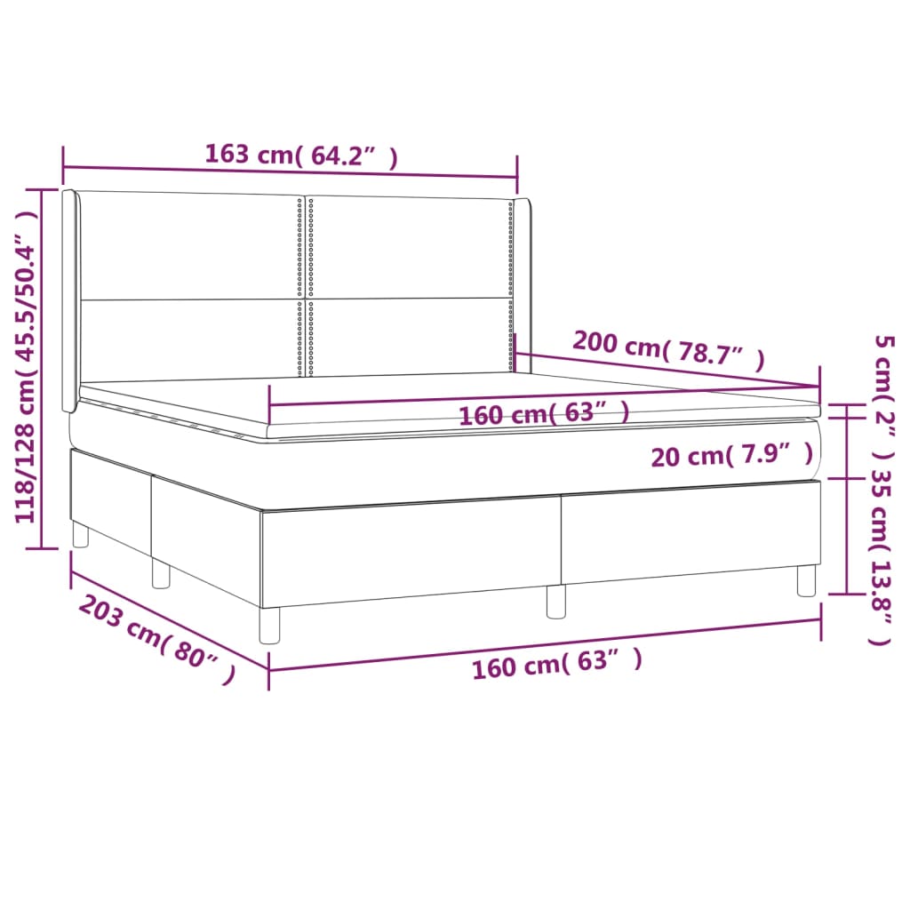 vidaXL cappuccino színű műbőr rugós ágy matraccal 160 x 200 cm