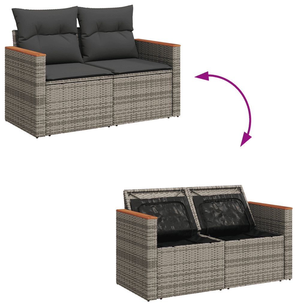 vidaXL 10 részes szürke polyrattan kerti ülőgarnitúra párnákkal