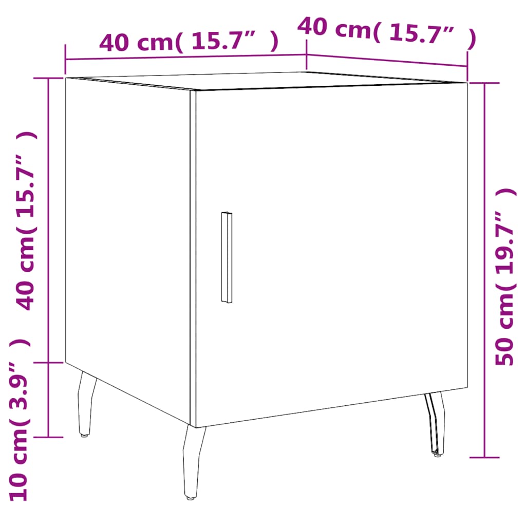 vidaXL 2 db fekete szerelt fa éjjeliszekrény 40 x 40 x 50 cm