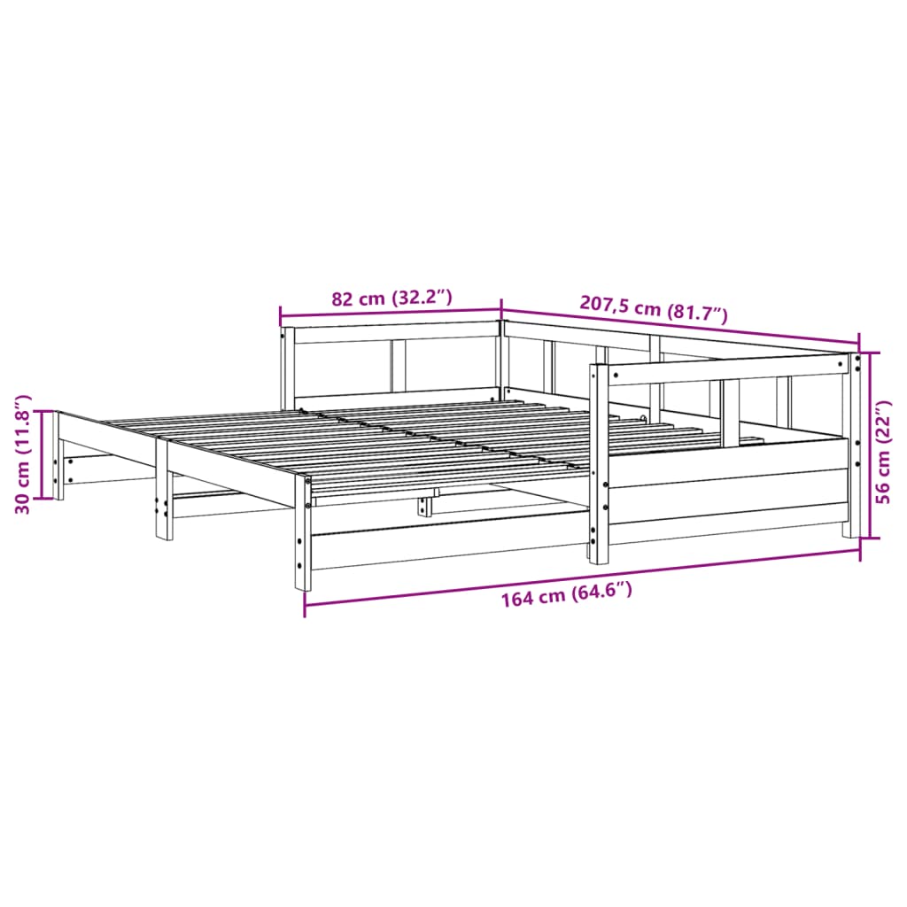 vidaXL tömör fenyőfa kanapéágy matrac nélkül 80 x 200 cm