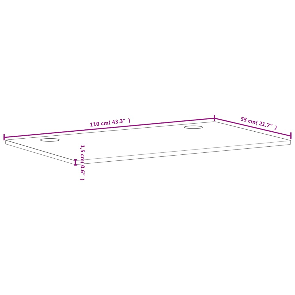 vidaXL tömör bükkfa íróasztallap 110 x 55 x 1,5 cm