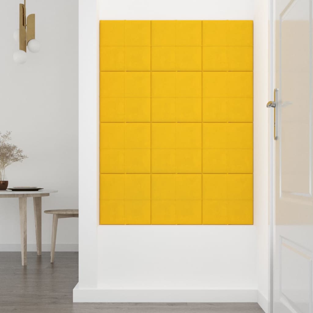 vidaXL 12 db sárga bársony fali panel 30 x 30 cm 1,08 m²