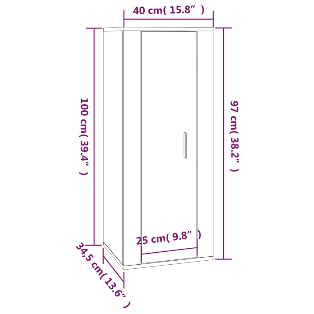 vidaXL szürke sonoma színű fali TV-szekrény 40x34,5x100 cm