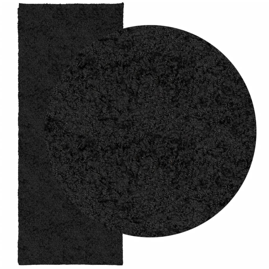 vidaXL PAMPLONA fekete magas szálú bolyhos modern szőnyeg 80 x 200 cm