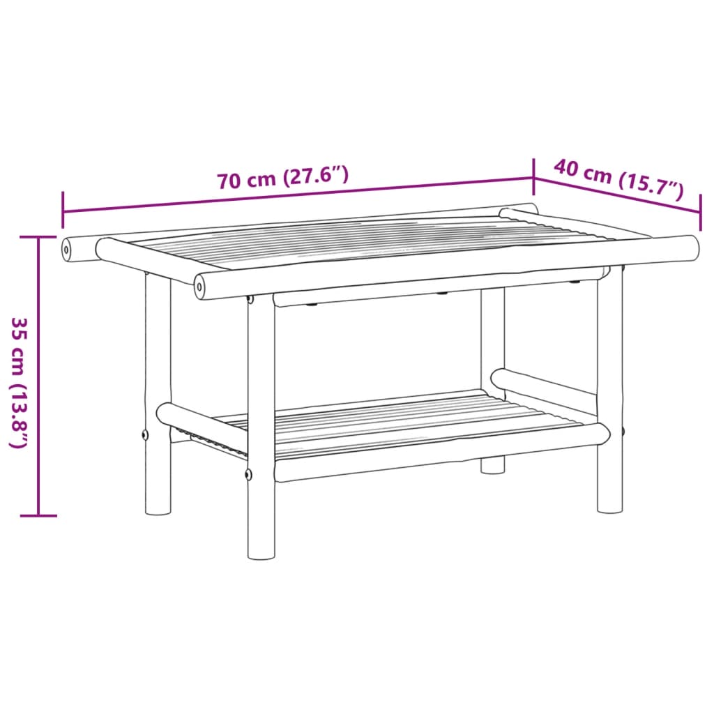 vidaXL bambusz dohányzóasztal 70 x 40 x 35 cm