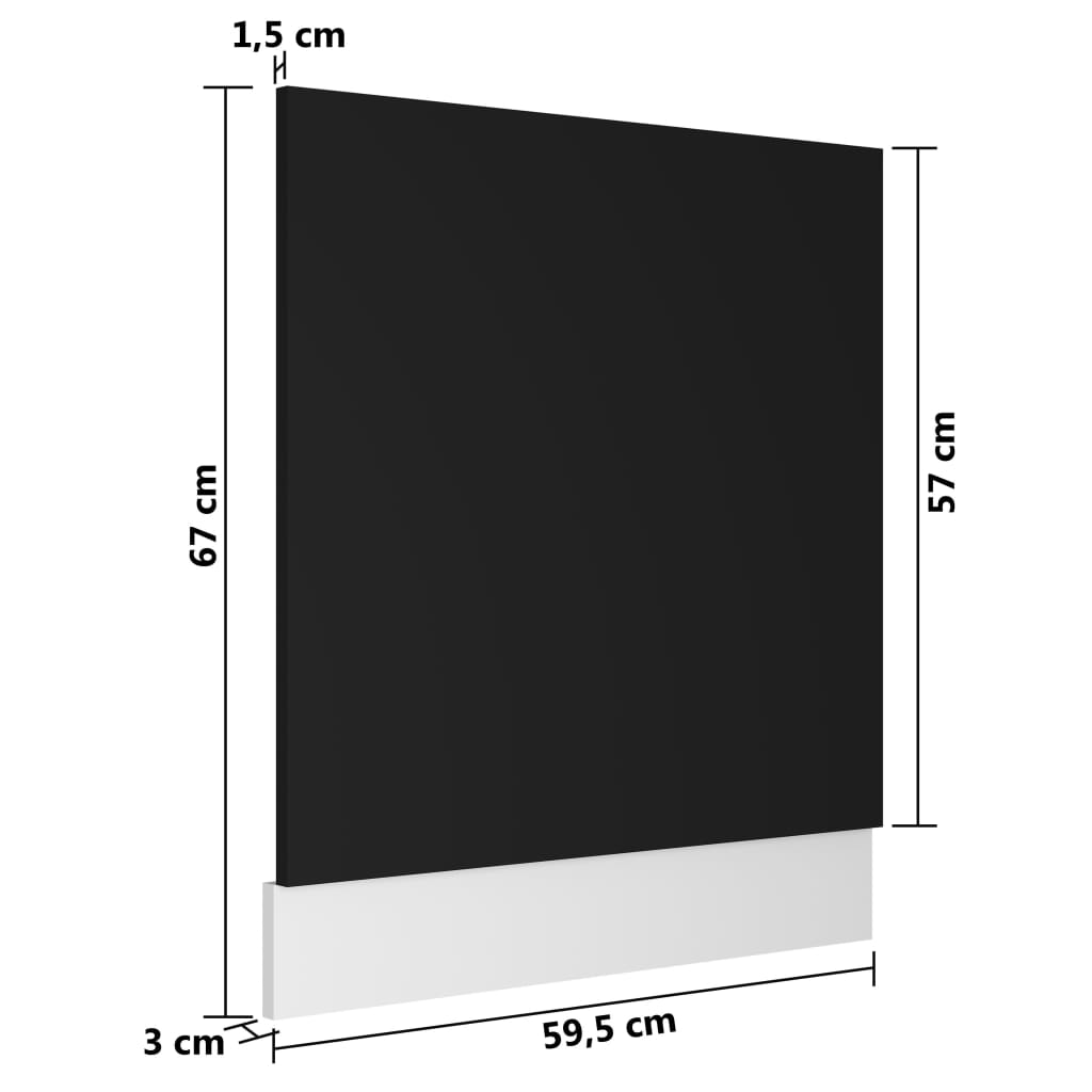 vidaXL fekete szerelt fa mosogatógép-panel 59,5 x 3 x 67 cm