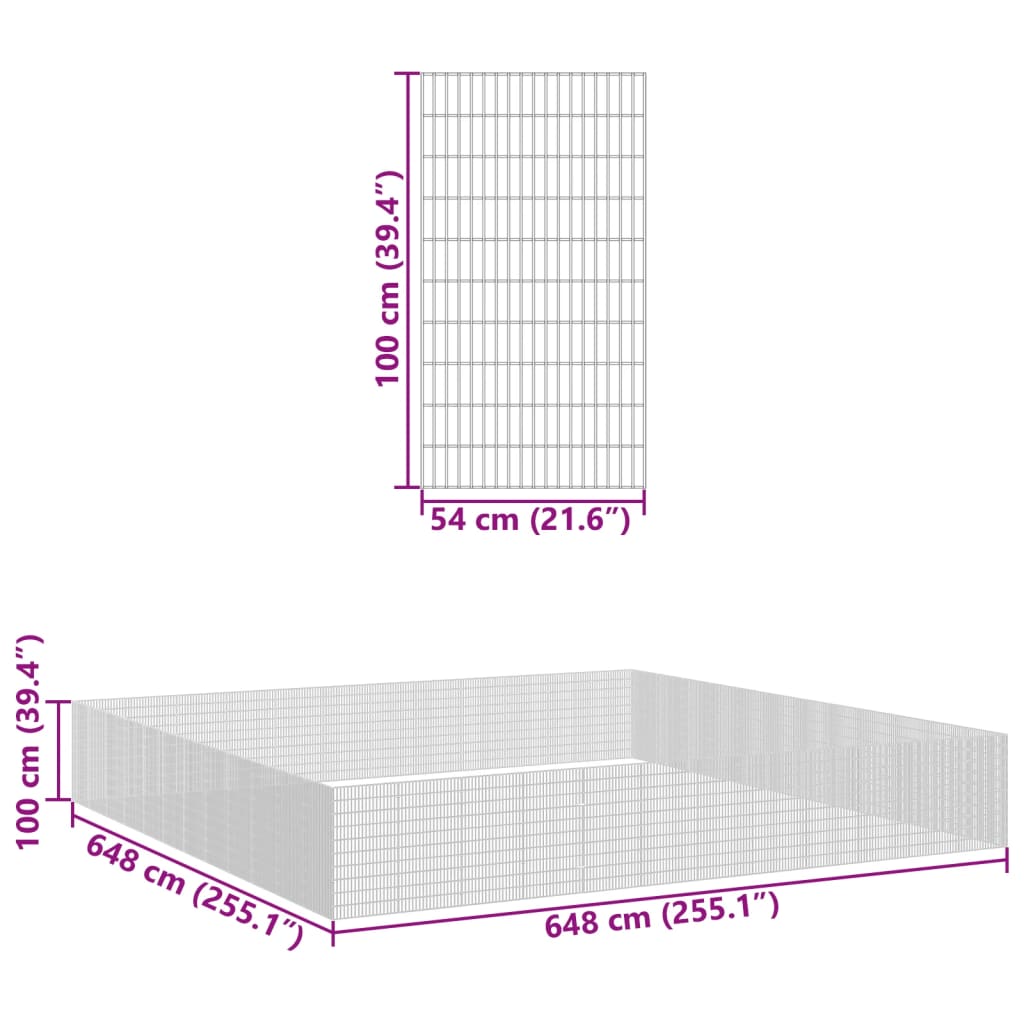 vidaXL 48 paneles horganyzott vas szabadon álló állatketrec 54x100 cm