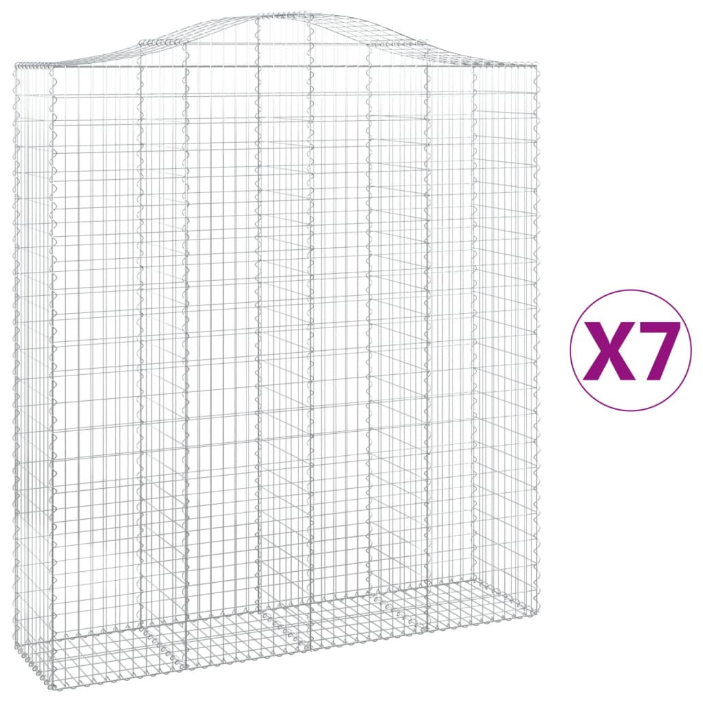 vidaXL 7 db íves horganyzott vas gabion kosár 200x50x220/240 cm