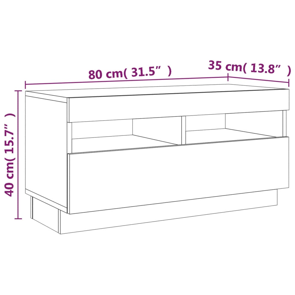 vidaXL barna tölgyszínű TV-szekrény LED-világítással 80 x 35 x 40 cm