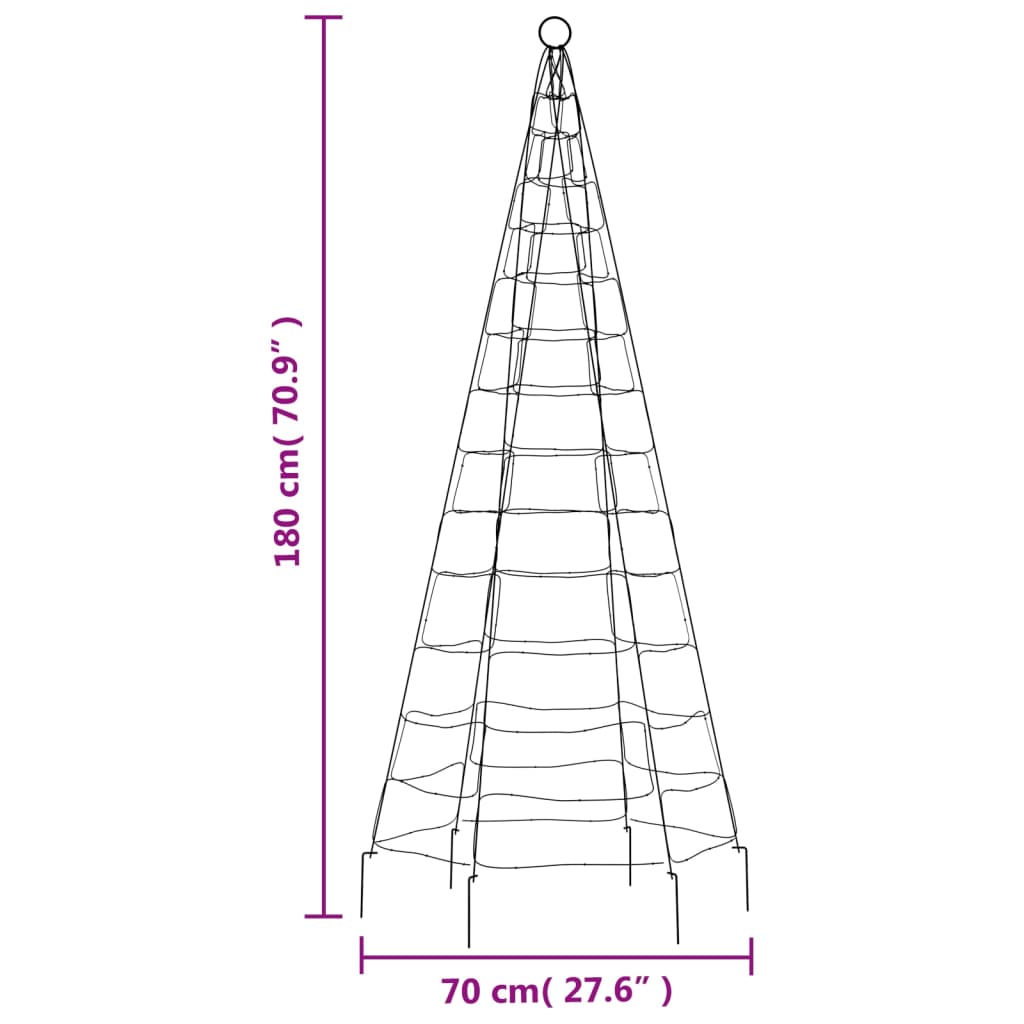 vidaXL színes karácsonyfa zászlórúdon 200 LED-del 180 cm