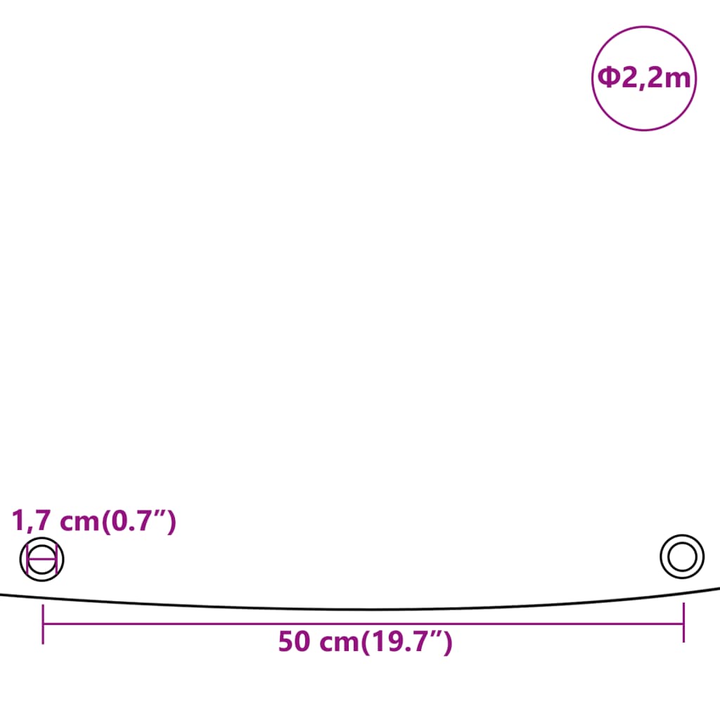 vidaXL fehér ponyva Ø 2,2 m 650 g/m²