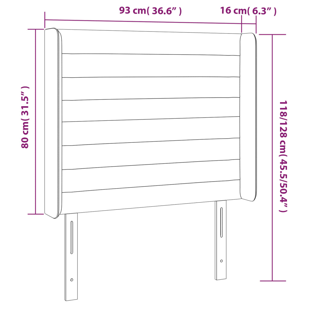 vidaXL világosszürke bársony LED-es fejtámla 93x16x118/128 cm