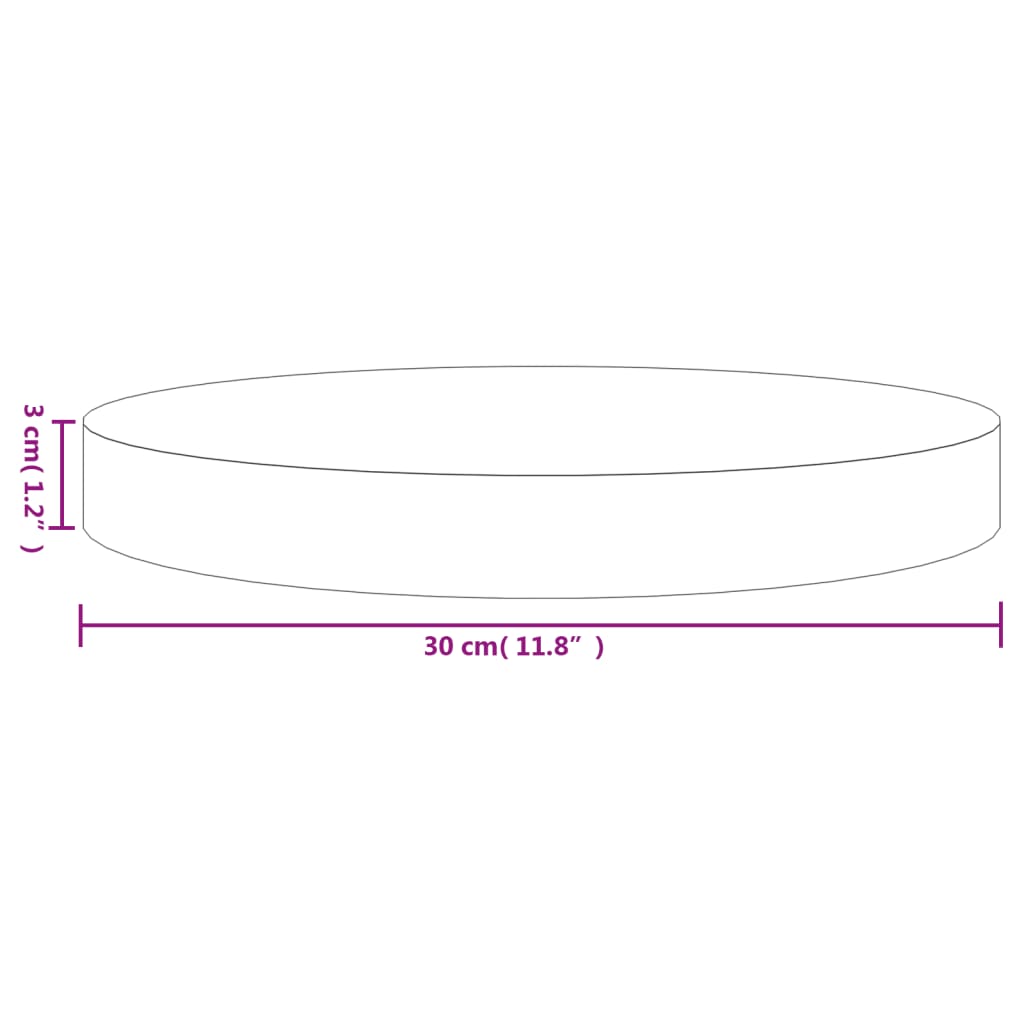 vidaXL fekete tömör fenyőfa kerek asztallap Ø30 x 3 cm