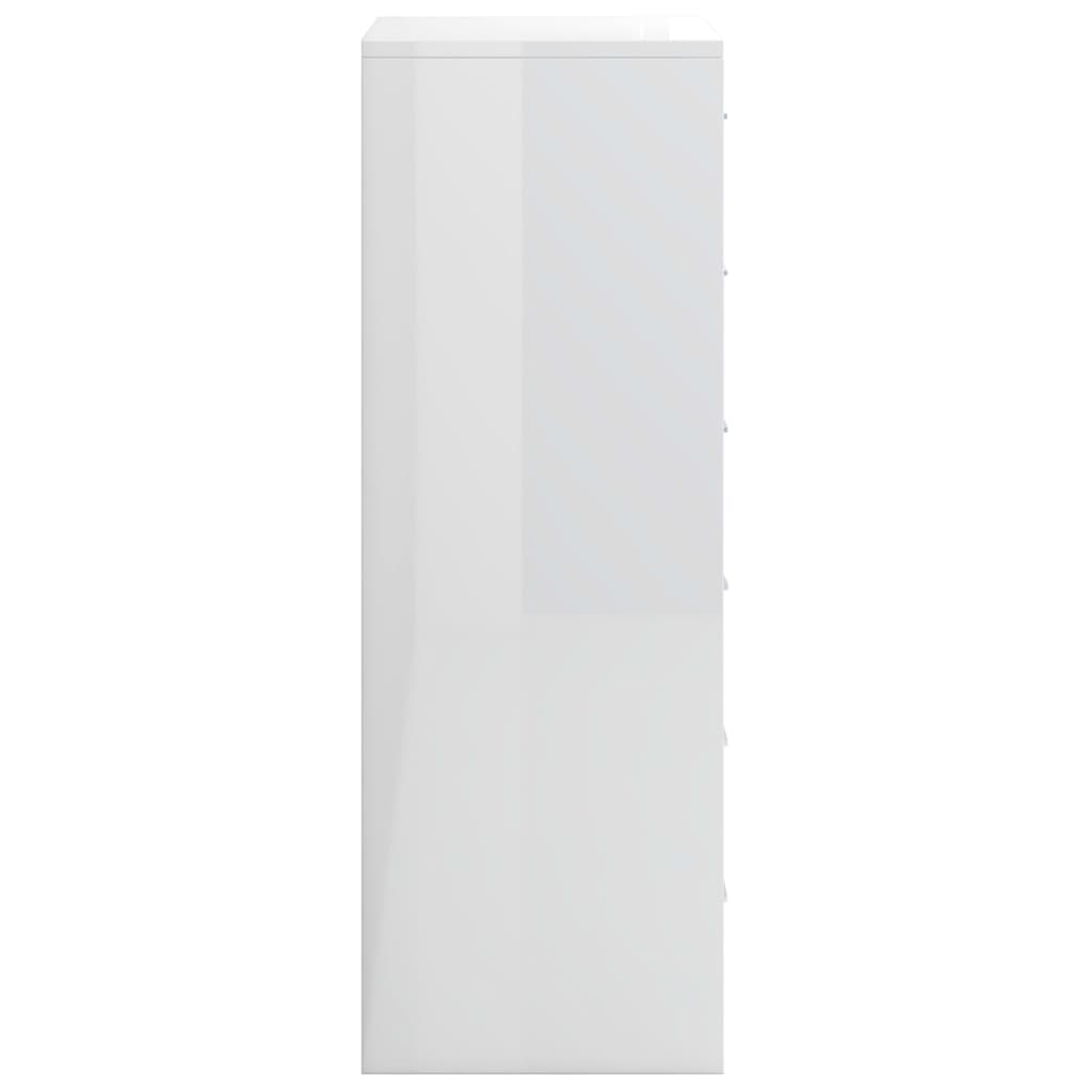 vidaXL 6-fiókos magasfényű fehér szerelt fa tálalószekrény 50x34x96 cm
