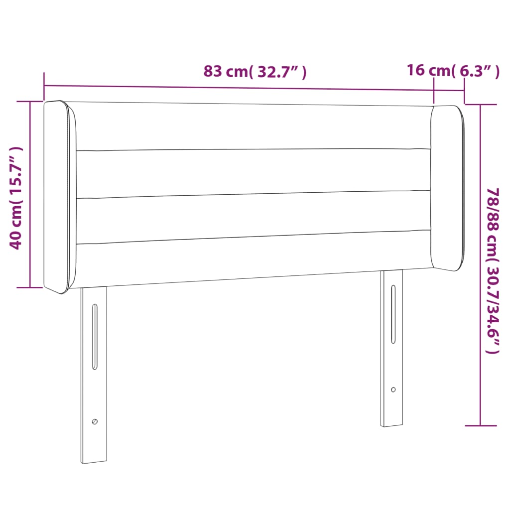 vidaXL világosszürke szövet LED-es fejtámla 83 x 16 x 78/88 cm