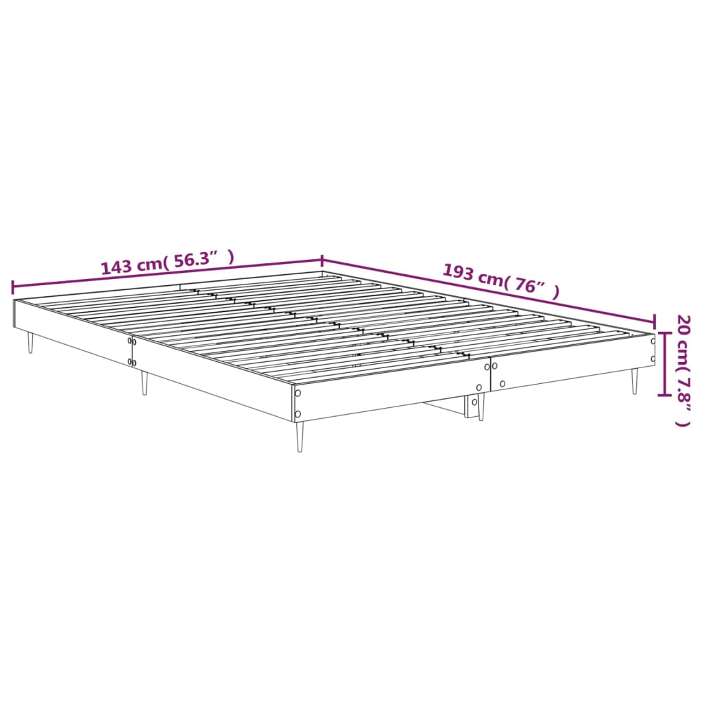 vidaXL barna tölgy színű szerelt fa ágykeret matrac nélkül 140x190 cm