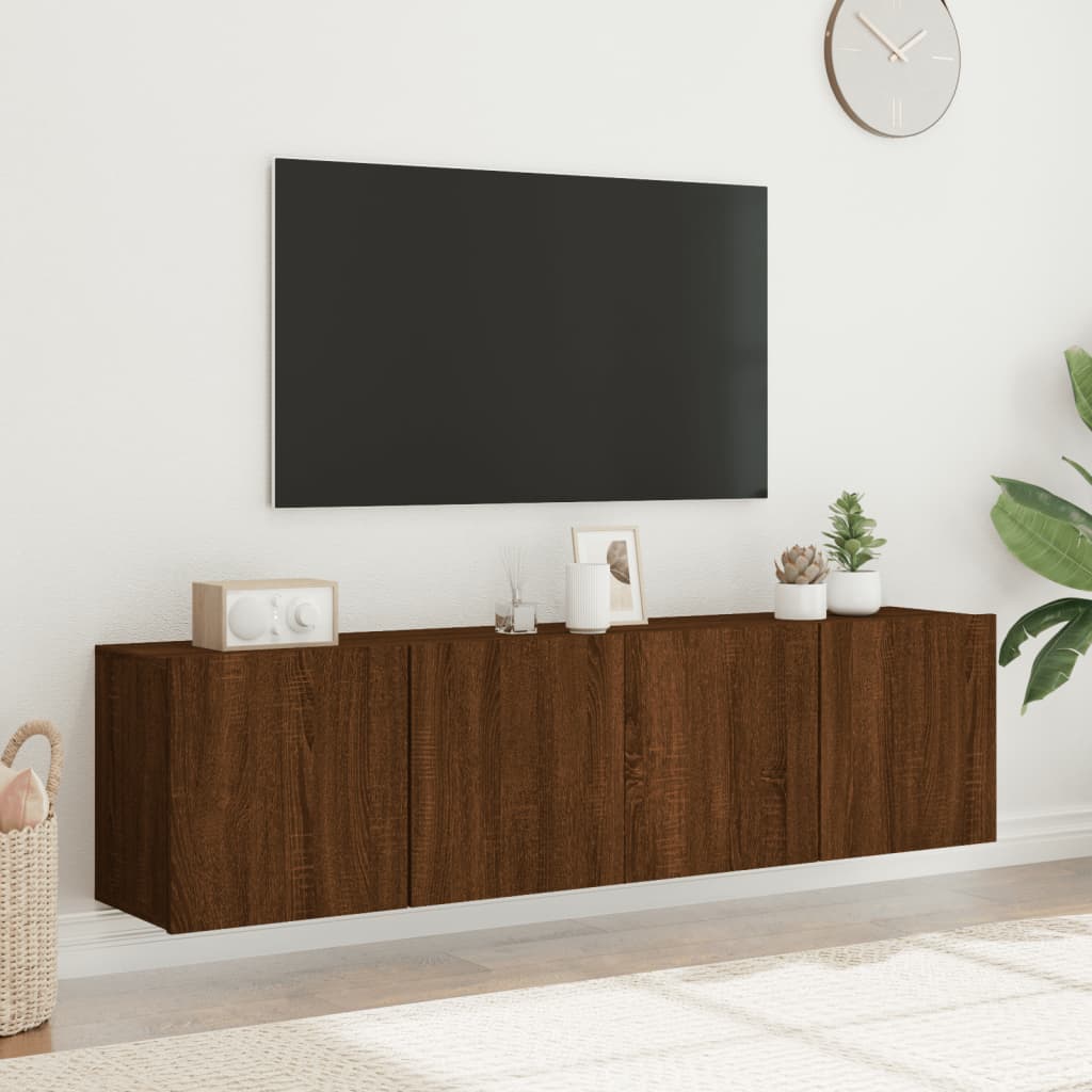 vidaXL 2 db barna tölgy színű falra szerelhető TV-szekrény 80x30x41 cm