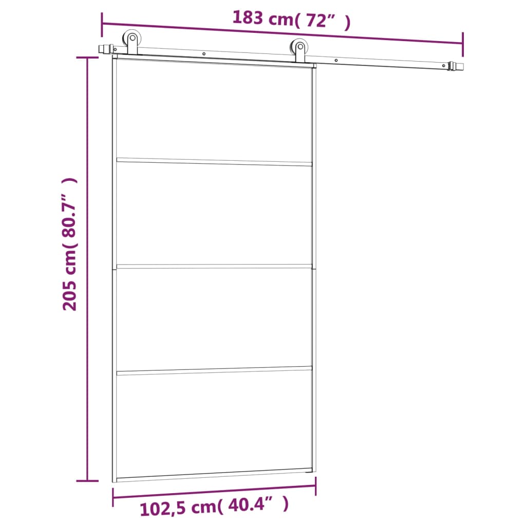 vidaXL ESG üveg-alumínium tolóajtó fémszerelvény-szettel 102,5x205 cm