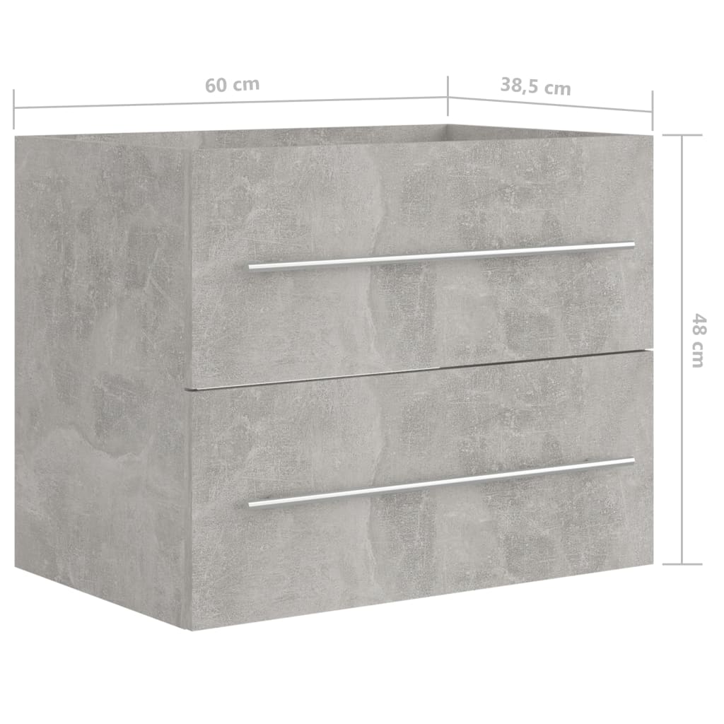 vidaXL betonszürke szerelt fa mosdószekrény 60 x 38,5 x 48 cm