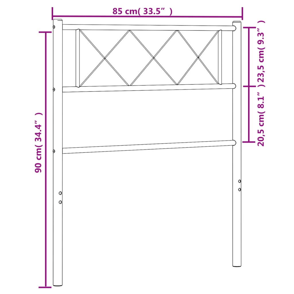 vidaXL fekete fém fejtámla 80 cm